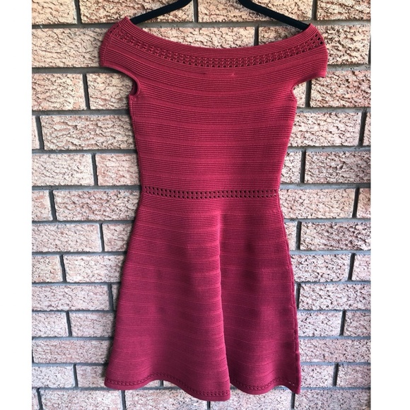 Women’s Sandro Red Off the Shoulder A-Line Dress Size 1 S - Picture 2 of 5